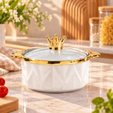 Luxury Crown Ceramic Serving Bowl with Lid