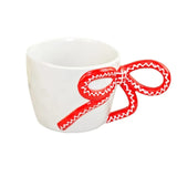 Cute 3D Bow Handle Ribbon Charm Ceramic Mug