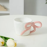 Cute 3D Bow Handle Ribbon Charm Ceramic Mug