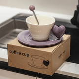 Elegant Heart Handle Ceramic Cup & Saucer Set Without Spoon
