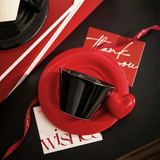 Elegant Heart Handle Ceramic Cup & Saucer Set Without Spoon