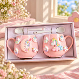 Cute 3D Unicorn Ceramic Mug Gift Set