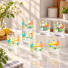 Pack Of 6 Colorful Floral Printed Glass