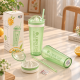 600ml Lemon Cup with Built In Citrus Juicer & Straw