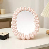 Cute Wavy Vanity Makeup Mirror Aesthetic Desktop Dressing Mirror