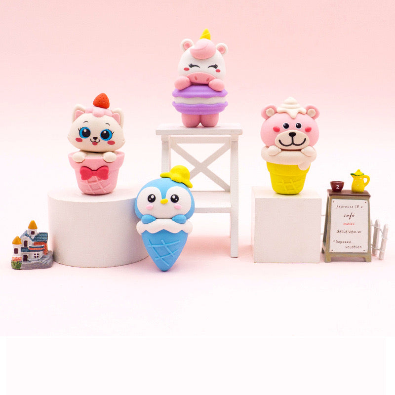 Cute Animal Ice Cream Eraser Cartoon Ice Cream Shaped Rubber Eraser for Kids & Students