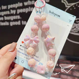 Kawaii Pearl Beaded Phone Wrist Strap with Bow & Star Charms