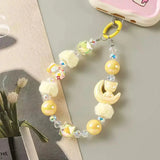 Kawaii Moon Cat Fluffy Beaded Phone Wrist Strap SparkelsSparkels