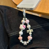 Kawaii Character Beaded Phone Wrist Strap Cute Charm Lanyard