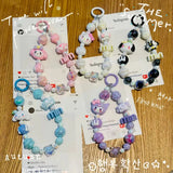 Kawaii Character Beaded Phone Wrist Strap Cute Charm Lanyard