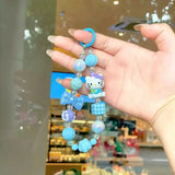 Kitty Beaded Wrist Strap Keychain Cute Pearl Bag & Phone Charm