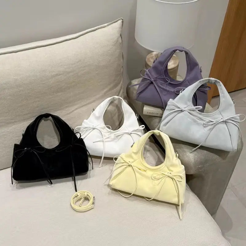 Chic Bow Accent Shoulder Bag Elegant & Soft Crossbody Handbag