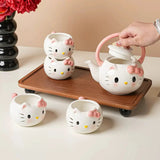 Cute Cat Ceramic Tea Set with Teapot & 4 Cups Gift Box Set
