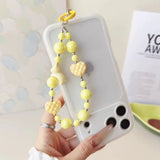Pastel Beaded Phone Charm Strap Cute Heart & Star Wrist Lanyard
