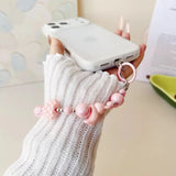 Pastel Beaded Phone Charm Strap Cute Heart & Star Wrist Lanyard