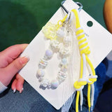 Kawaii Pastel Beaded Phone Charm & Adjustable Wrist Strap with Heart Carabiner SparkelsSparkels