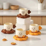 Cute Biscuit Buddy Ceramic Cup with Saucer