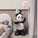 Giant Panda Floor Lamp with Moon Light, Tray & Bluetooth Speaker