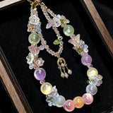 Enchanted Garden Floral Pearl Beaded Bag Charm & Keychain