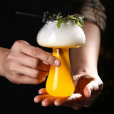 Mushroom-Shaped Cocktail Glass with Straw Creative Drinkware Glass