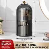 360° Rotating Dustproof Makeup Brush Organizer with Transparent Lid
