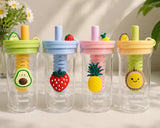 Cute Fruit Infuser Water Bottle with Straw SparkelsSparkels