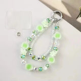Double-Layer Crystal Bead Phone Charm Wristlet Aesthetic Beaded Lanyard Strap with Flower Accents SparkelsSparkels