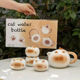 Cute Cat Ceramic Tea Set Cat Teapot with 4 Cups