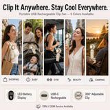 Portable Rechargeable Ice Cooling Clip Fan with LED Battery Display 360° Adjustable