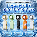 Portable Rechargeable Ice Cooling Clip Fan with LED Battery Display 360° Adjustable