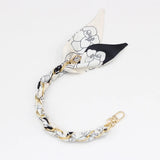 Silk Scarf & Gold Chain Phone Lanyard Wristlet Elegant Bow Ribbon Keyring & Bag Charm (Random Design)