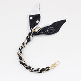 Silk Scarf & Gold Chain Phone Lanyard Wristlet Elegant Bow Ribbon Keyring & Bag Charm (Random Design)