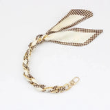 Silk Scarf & Gold Chain Phone Lanyard Wristlet Elegant Bow Ribbon Keyring & Bag Charm (Random Design) SparkelsSparkels