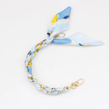 Silk Scarf & Gold Chain Phone Lanyard Wristlet Elegant Bow Ribbon Keyring & Bag Charm (Random Design)
