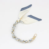 Silk Scarf & Gold Chain Phone Lanyard Wristlet Elegant Bow Ribbon Keyring & Bag Charm (Random Design)