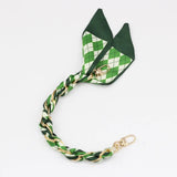 Silk Scarf & Gold Chain Phone Lanyard Wristlet Elegant Bow Ribbon Keyring & Bag Charm (Random Design)