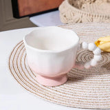 Pastel Gradient Ceramic Mug with Ruffle Handle & Spoon