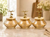 3-Piece Amber Glass Storage Jar Set with Luxury Golden Deer Handles