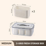 Airtight 3-Grid Fresh Food Storage Box with Removable Baskets