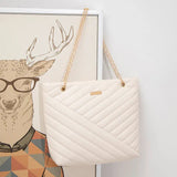 Quilted Chain Shoulder Tote Bag Elegant Women’s Fashion Handbag Lightweight Everyday Tote Purse SparkelsSparkels