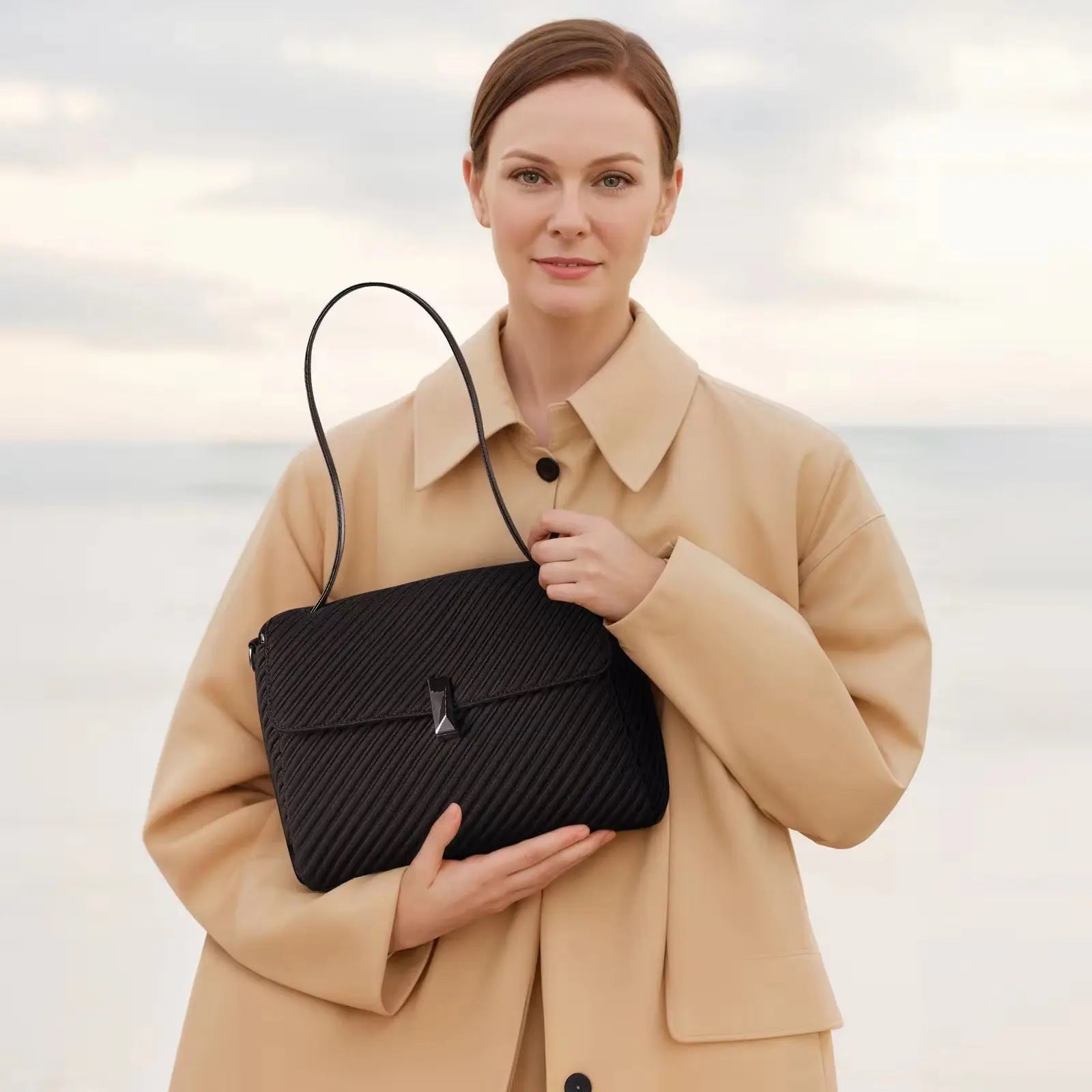 Women’s Elegant Pleated Shoulder & Crossbody Handbag Lightweight Fashion Tote Purse SparkelsSparkels