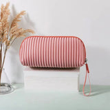 Pleated Wristlet Clutch Lightweight Women’s Makeup Bag Travel Cosmetic Pouch with Zipper Portable Handbag Organize SparkelsSparkels