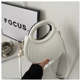 Trendy Pleated Round Handle Mini Crossbody Bag for Women Cute Fashion Shoulder Handbag SparkelsSparkels