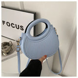 Trendy Pleated Round Handle Mini Crossbody Bag for Women Cute Fashion Shoulder Handbag SparkelsSparkels