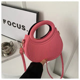 Trendy Pleated Round Handle Mini Crossbody Bag for Women Cute Fashion Shoulder Handbag SparkelsSparkels