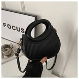 Trendy Pleated Round Handle Mini Crossbody Bag for Women Cute Fashion Shoulder Handbag SparkelsSparkels