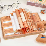 Capybara Plush Notebook Set Cute Furry Journal with Removable Plush Charms