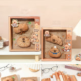 Capybara Plush Notebook Set Cute Furry Journal with Removable Plush Charms