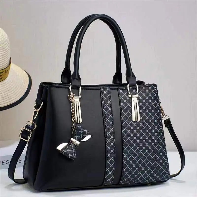 Luxury Bow Charm Ladies Handbag Premium PU Leather Shoulder & Tote Bag for Women SparkelsSparkels
