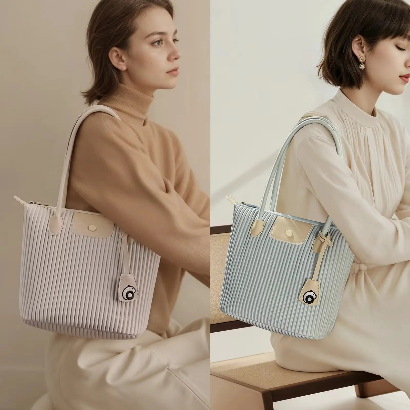 Women’s Lightweight Pleated Tote Bag Stylish Shoulder Handbag for Work, Travel & Everyday Use SparkelsSparkels